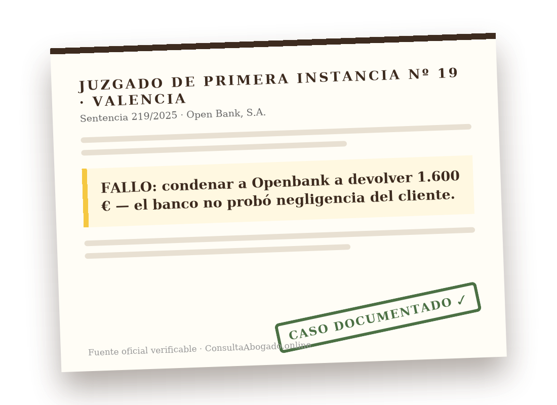 Documento del criterio: El cliente recuperó 1.600 € que Openbank se negaba a devolver